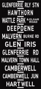 Glenferrie vintage tram scroll print on canvas, bus blind art