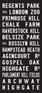 Primrose Hill via Belsize Park London Bus Destination Art|Primrose Hill - Full Line