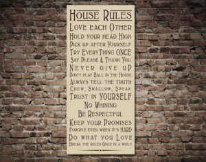 House Rules Typography Tram & Bus Banner on Canvas Print