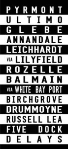 Pyrmont to Five Dock Tram Scroll Word Art|Pyrmont - Striped